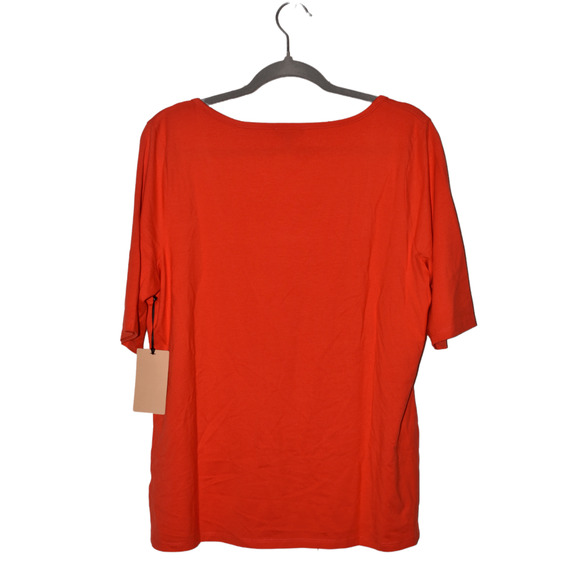 HALOGEN‎ NEW $49 Short Sleeve Square Neck Top in Poppy Red XXL - Picture 3 of 4